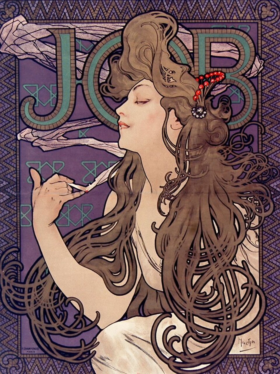 Advertisement for Job cigarettes by Alphonse Mucha - Item # VARPDX58777